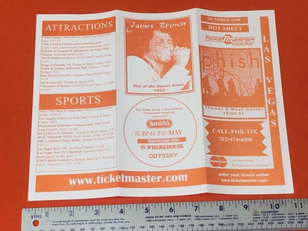 Photo1: PHISH - ORIGINAL TICKET MASTER HOT SHEET - Halloween VEGAS 1998 Velvet Underground (1)