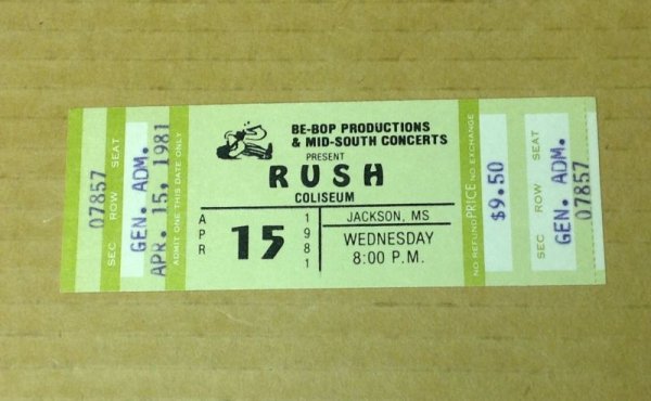 Photo1: Rush - ORIGINAL CONCERT TICKET Mississippi Coliseum April 15th 1981 Jackson, MS (1)