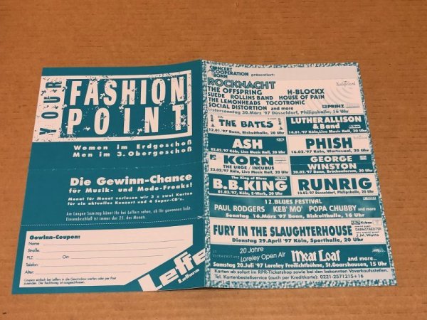 Photo1: Phish - 1997 Köln, Germany multi band flyer listing Phish's concert at the Wartesaal 2/16/97. rare!  (1)