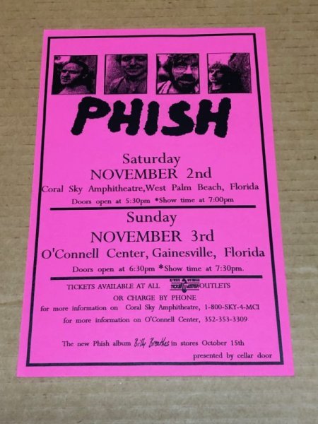 Photo1: Phish - 1996 Coral Sky Amphitheater & Gainesville Florida original handbill  (1)