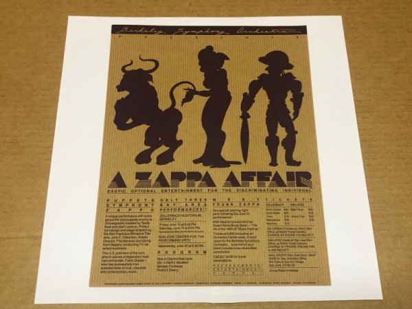 Photo1: Frank Zappa A Zappa Affrair ORIGINAL 1984 promo flyer on brown kraft stock NM (1)